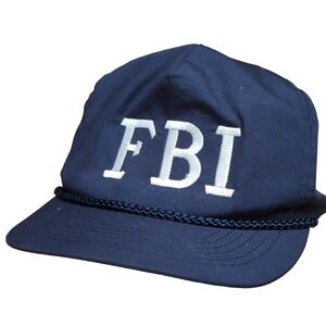 Vintage Otto Cap FBI Baseball Hat Navy Blue Rope Strapback Cap One Size